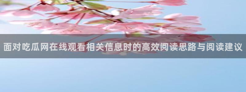 吃瓜大赛：面对吃瓜网在线观看相关信息时的高效阅读思路与阅读建议